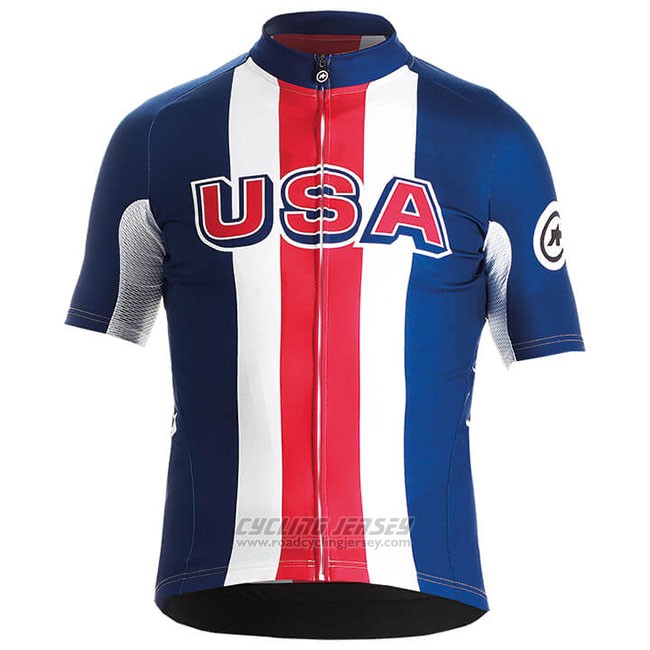 2018 Cycling Jersey USA Blue Red White Short Sleeve and Bib Short